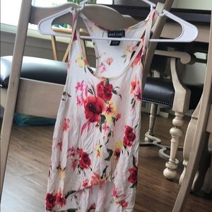 High low floral tank